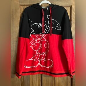 Disney Mickey Mouse Juniors Graphic Hoodie Sweatshirt Pullover Black Red Sz XXL